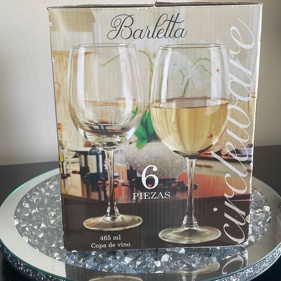 Barletta circleware wine glass cups 6 piece set 15.75 oz glasses new in box - Picture 7 of 7